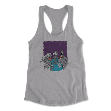 Poker Dogs Womens Racerback Tank in Heather Grey color